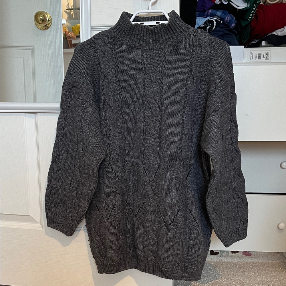 Daniel Hechter Charcoal Cable Knit Turtleneck Sweater